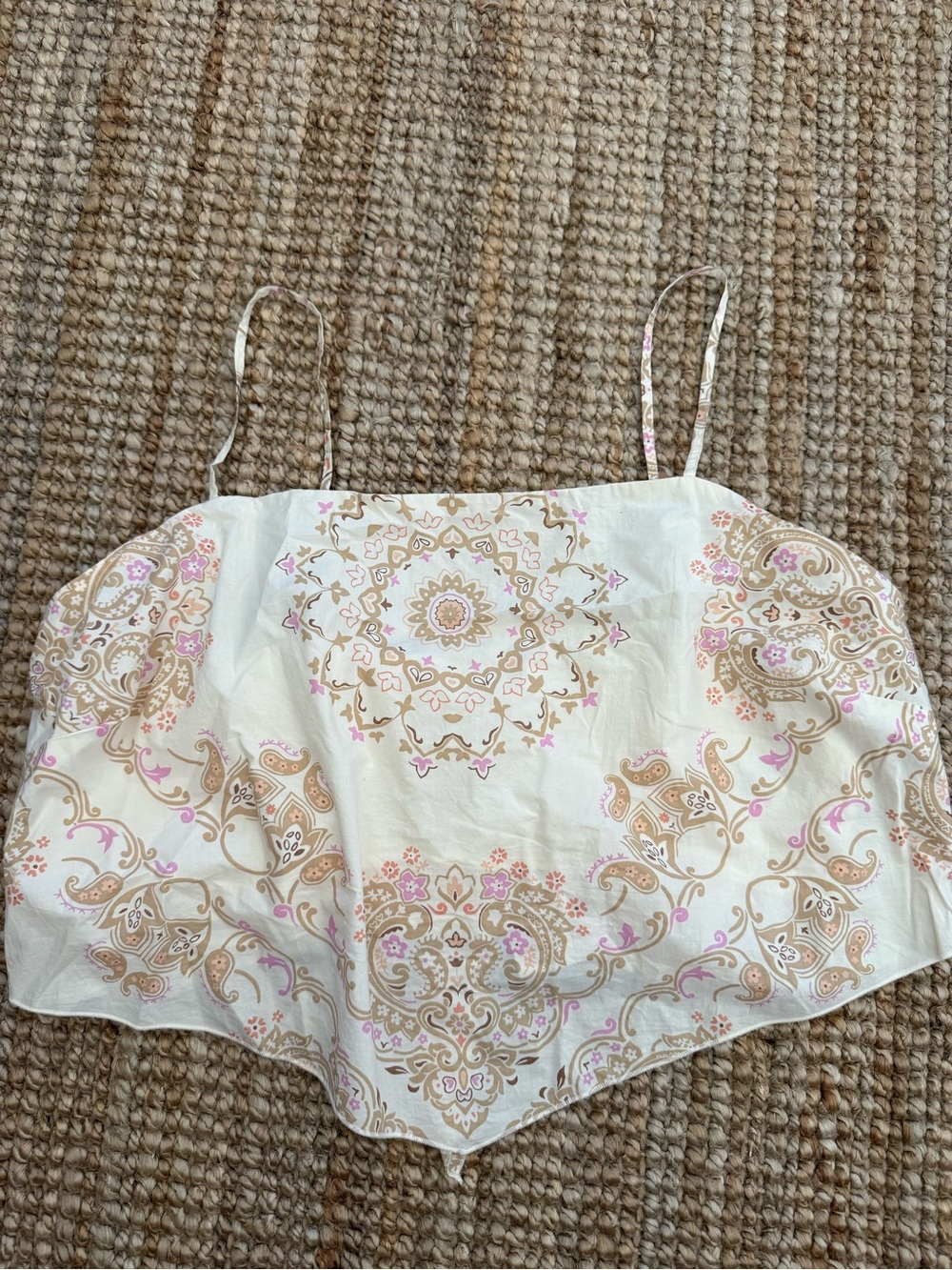 American Eagle Outfitters Cream Floral Paisley Handkerchief Cami